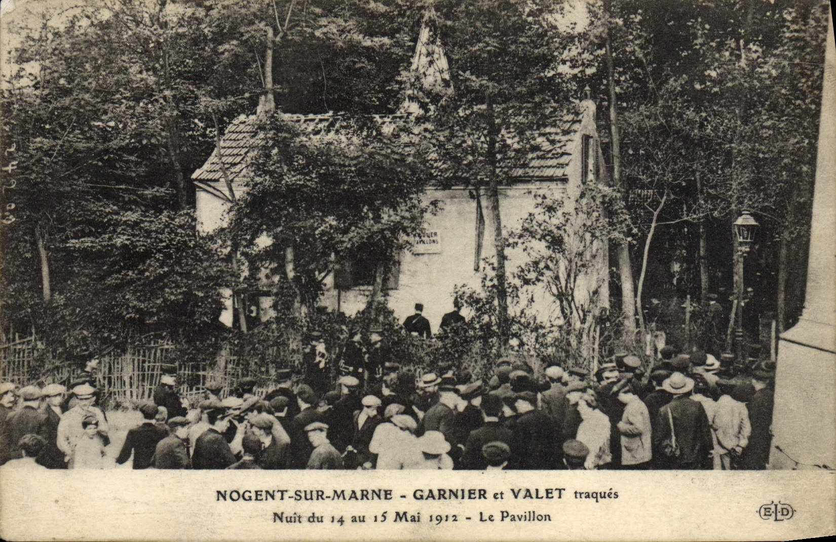 El oficial de policía de Nogent de la fuerza de policía de la POSTAL de la VENDIMIA en los trackings de Marne Garnier y del ayudante de cámara daña del 14 de mayo a décimo quintos 1912 la casa