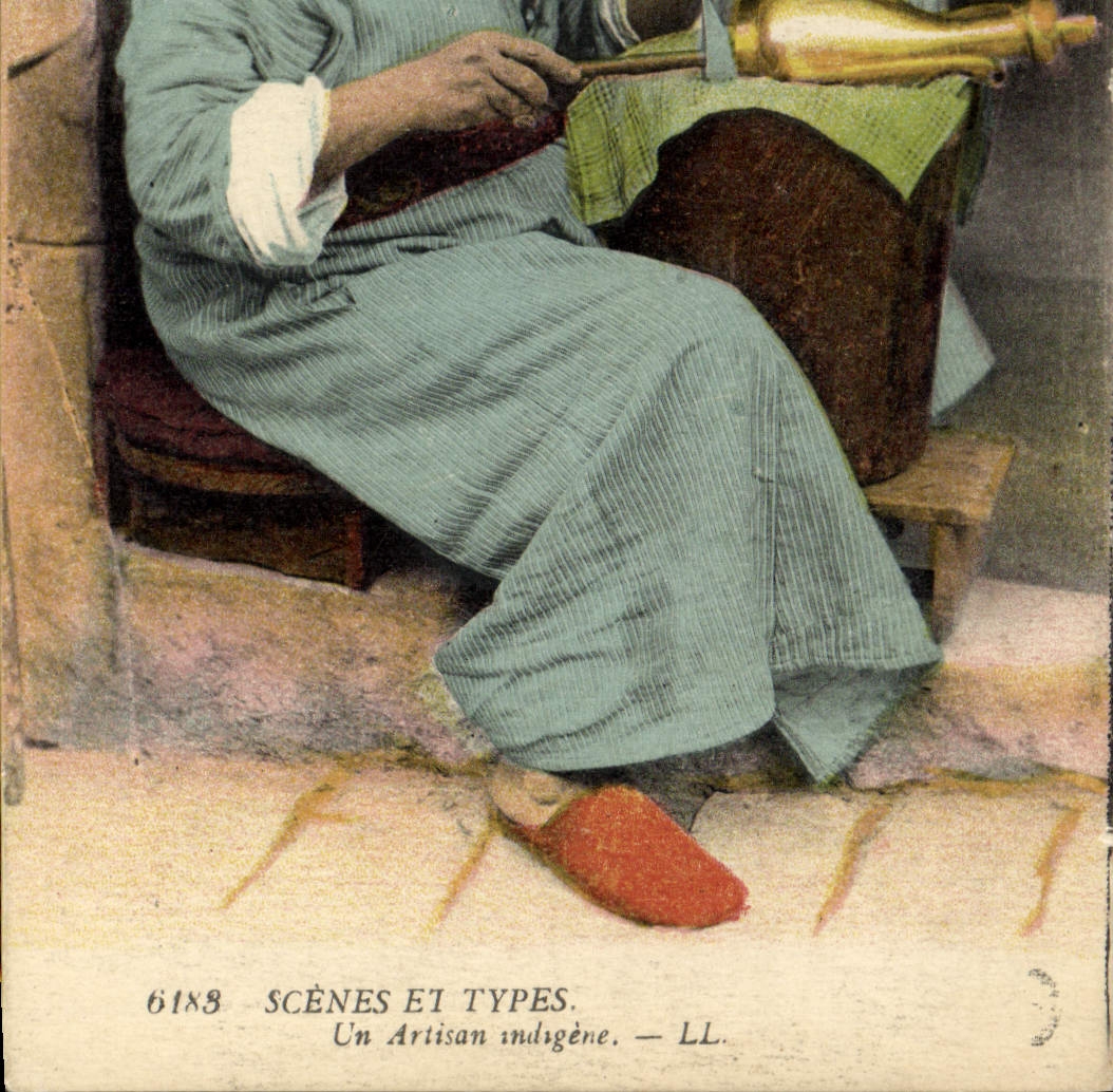 Escenas y tipos judíos de Judaica de la POSTAL de la VENDIMIA un artesano indígena