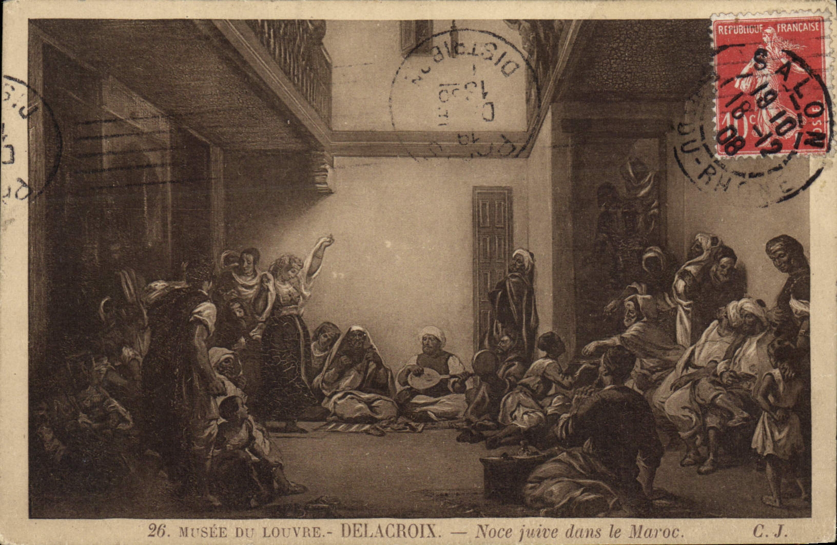 CPA Judaica Juif Paris Musee du Louvre Delacroix Noce juive dans le Maroc 