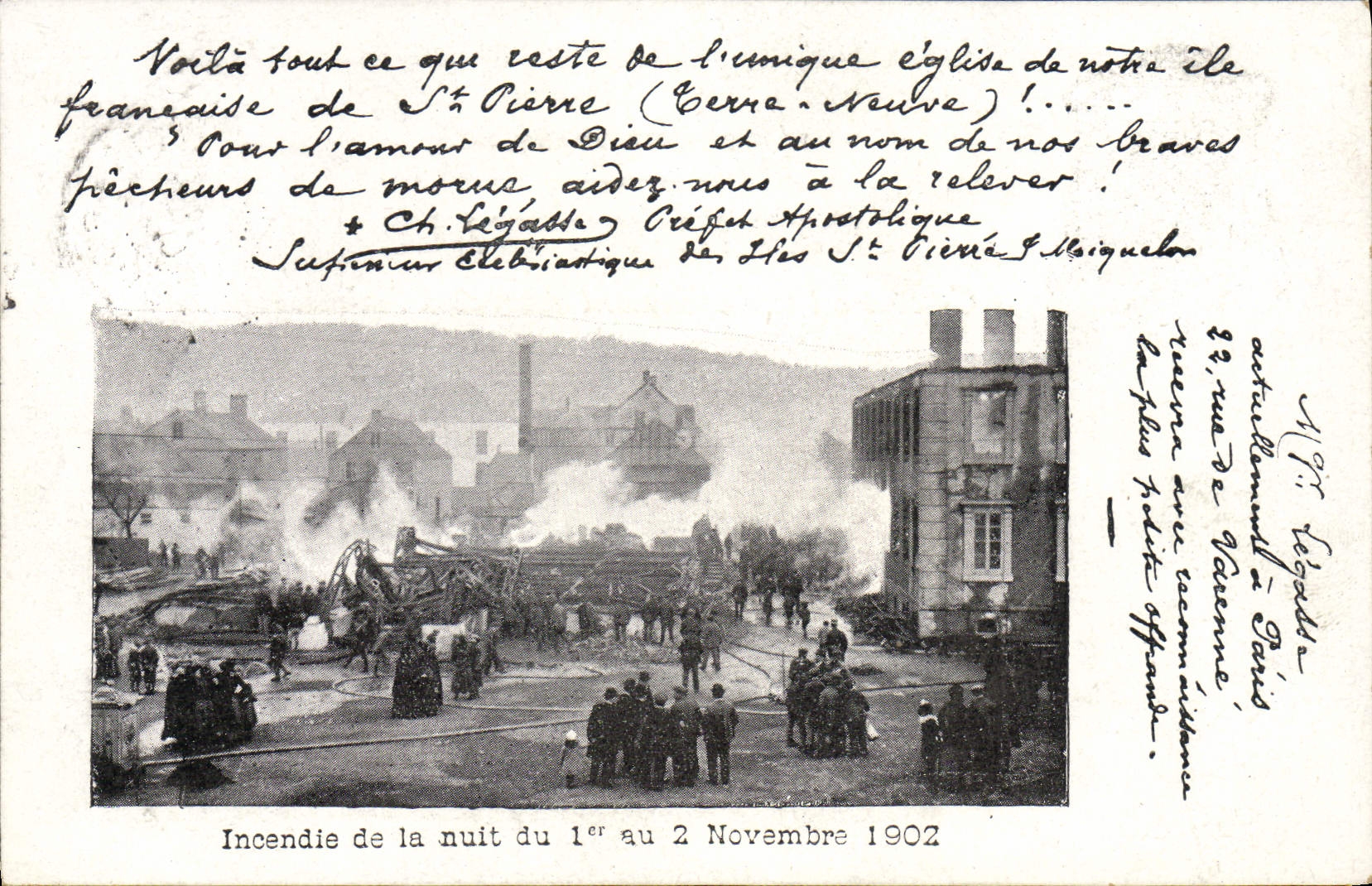 CPA Sapeurs Pompiers Saint Pierre Tere Neuve Incendie de la nuit du 1er au 2 novembre 1902