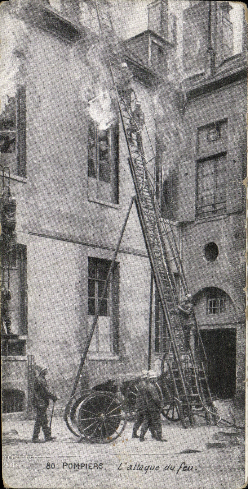 VINTAGE POSTCARD Sappers Firemen the attack of fire