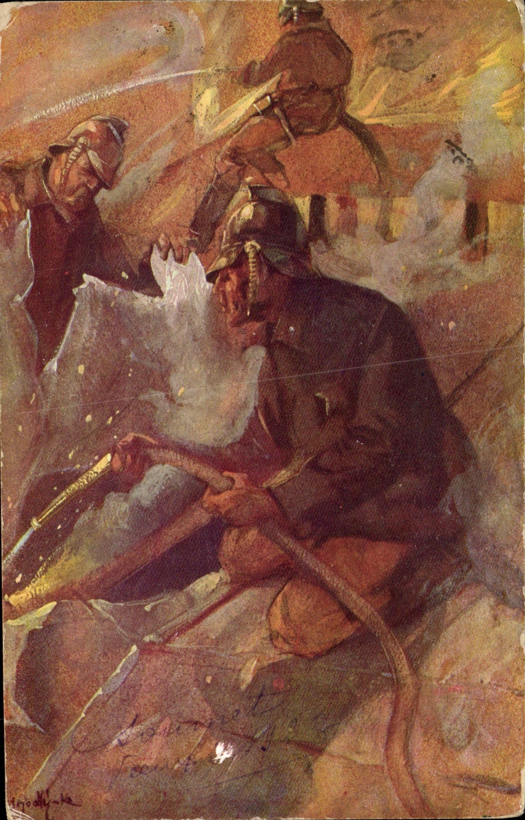 VINTAGE POSTCARD Sappers Firemen