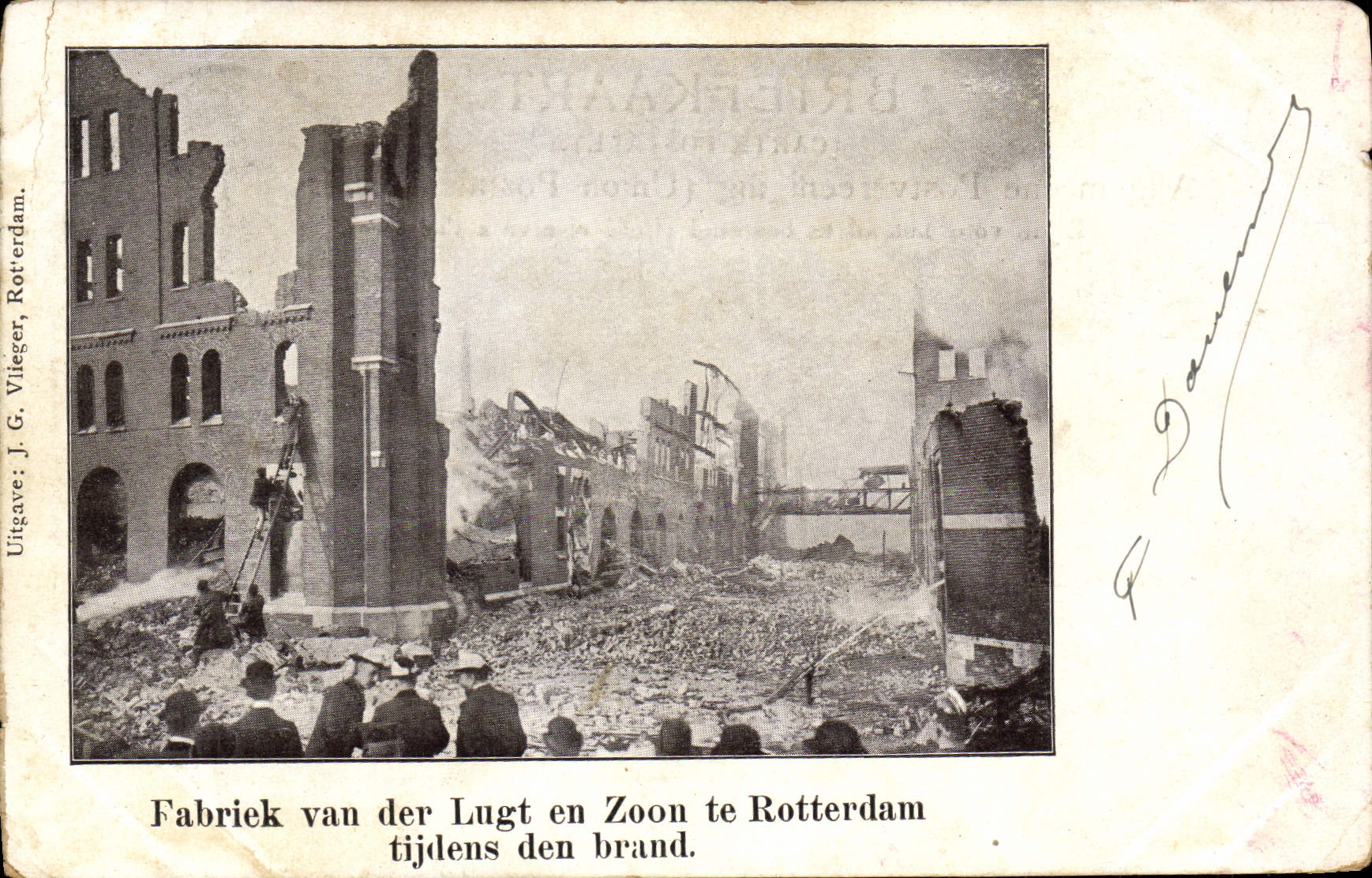 Zapadores Firemen Fabriek van der Lugt de la POSTAL de la VENDIMIA en Zoon usted marca de fábrica de la guarida de los tijdens de Rotterdam