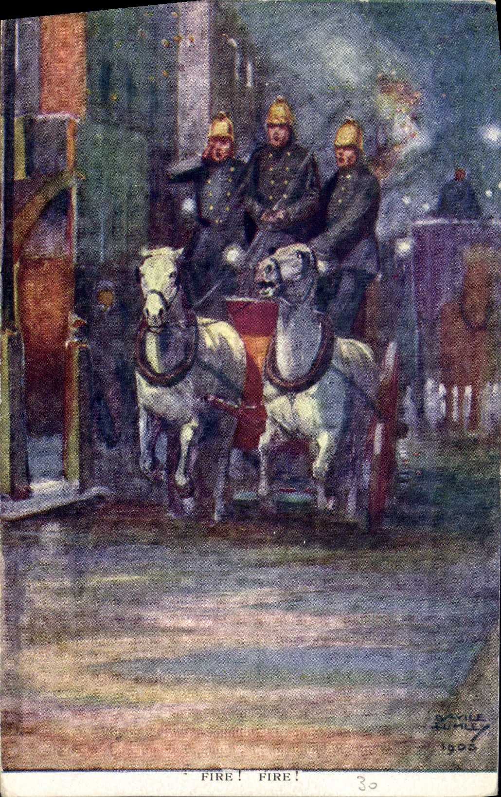 CPA Sapeurs Pompiers Fire Fire Chevaux 