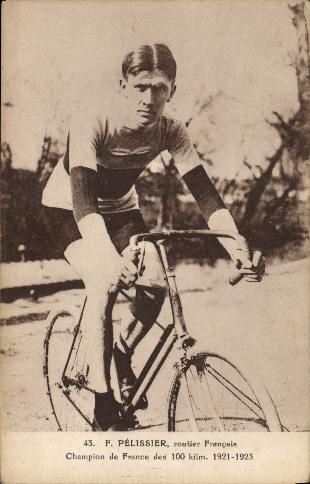 VINTAGE POSTCARD Velo Cycles Cycling F road pelissier French Champion of France of the 100 km 1921 1923
