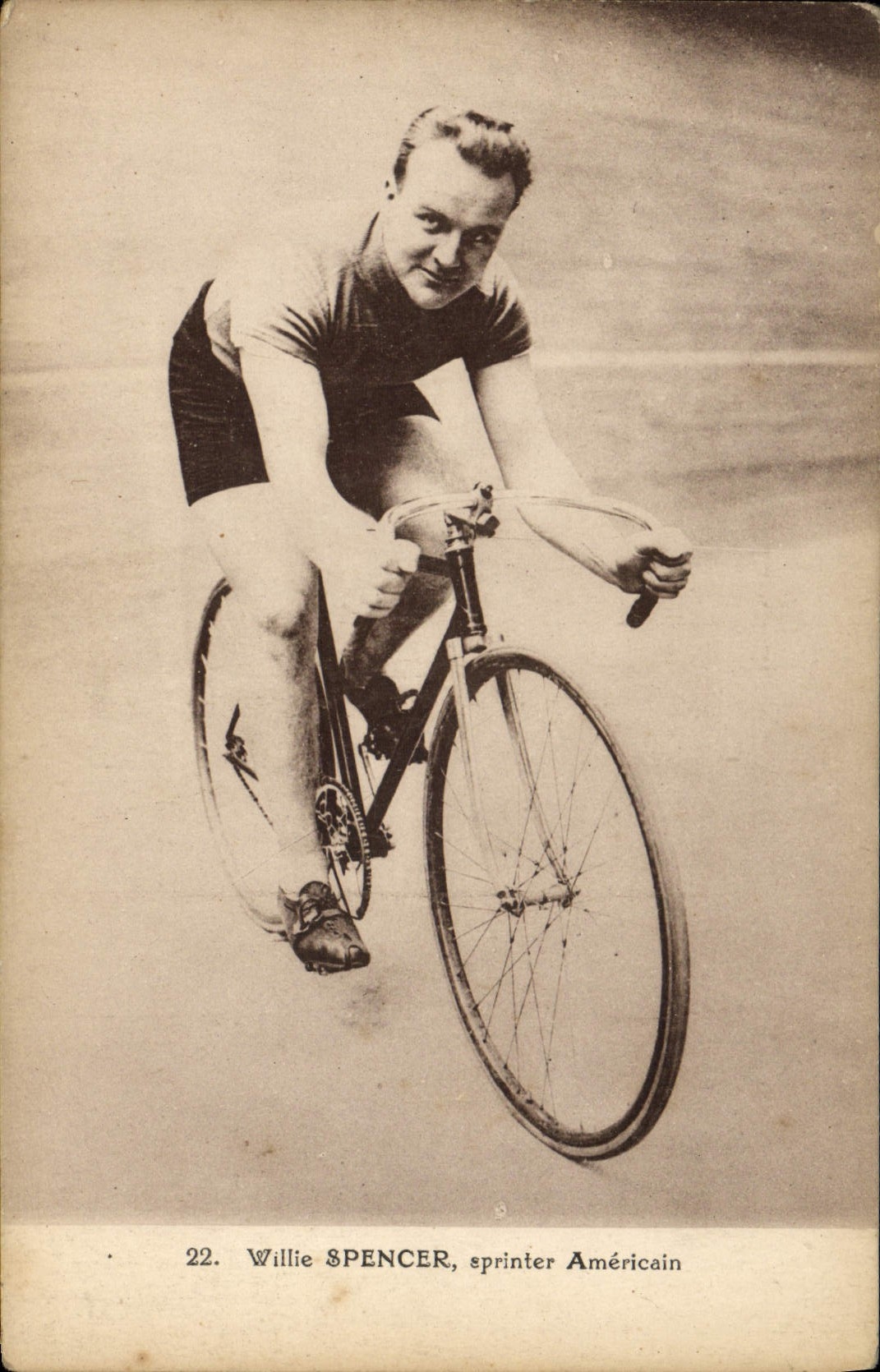 CPA Velo Cycle Cyclisme Willie Spencer sprinter americain