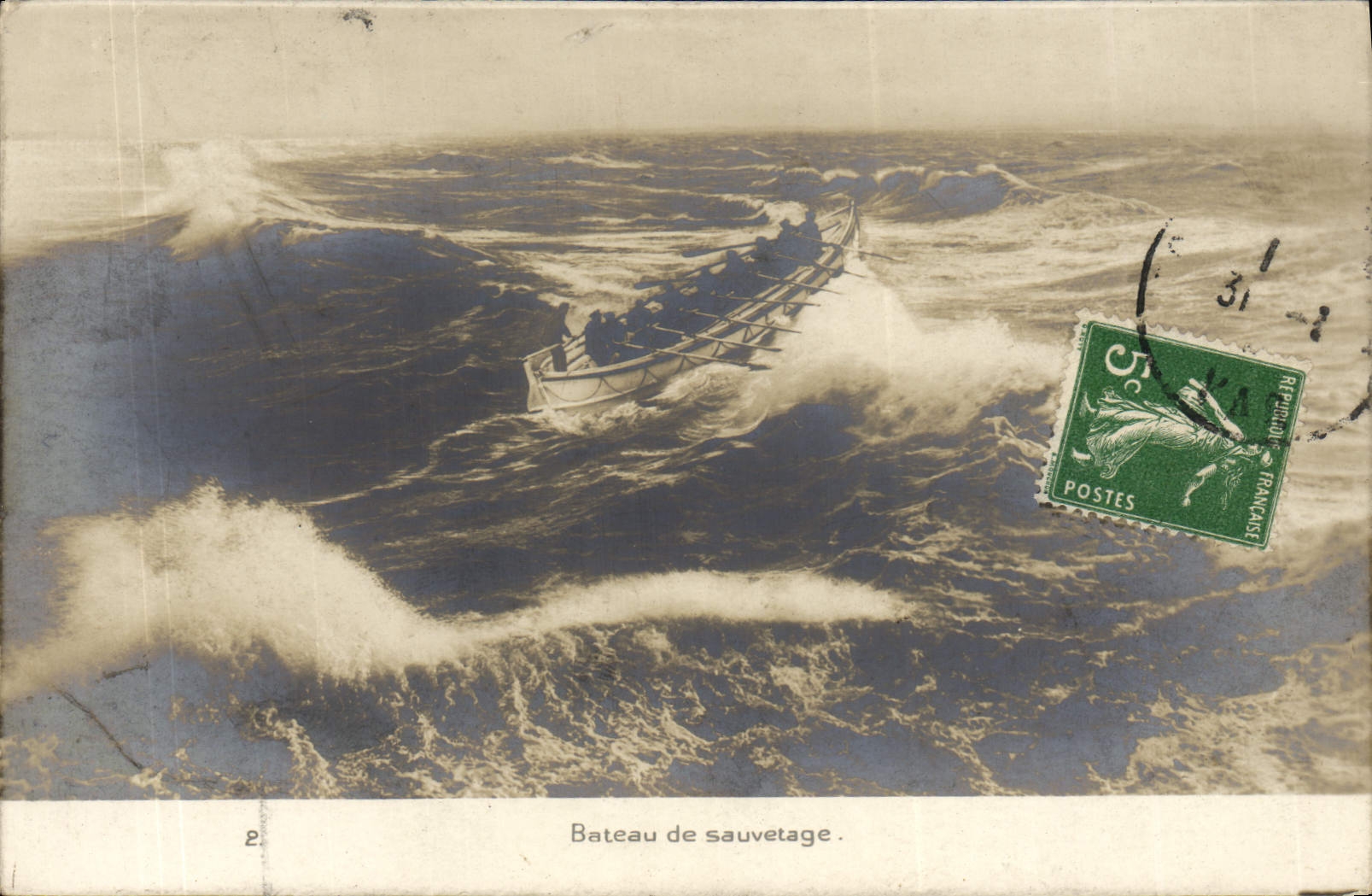 VINTAGE POSTCARD Boat rescue