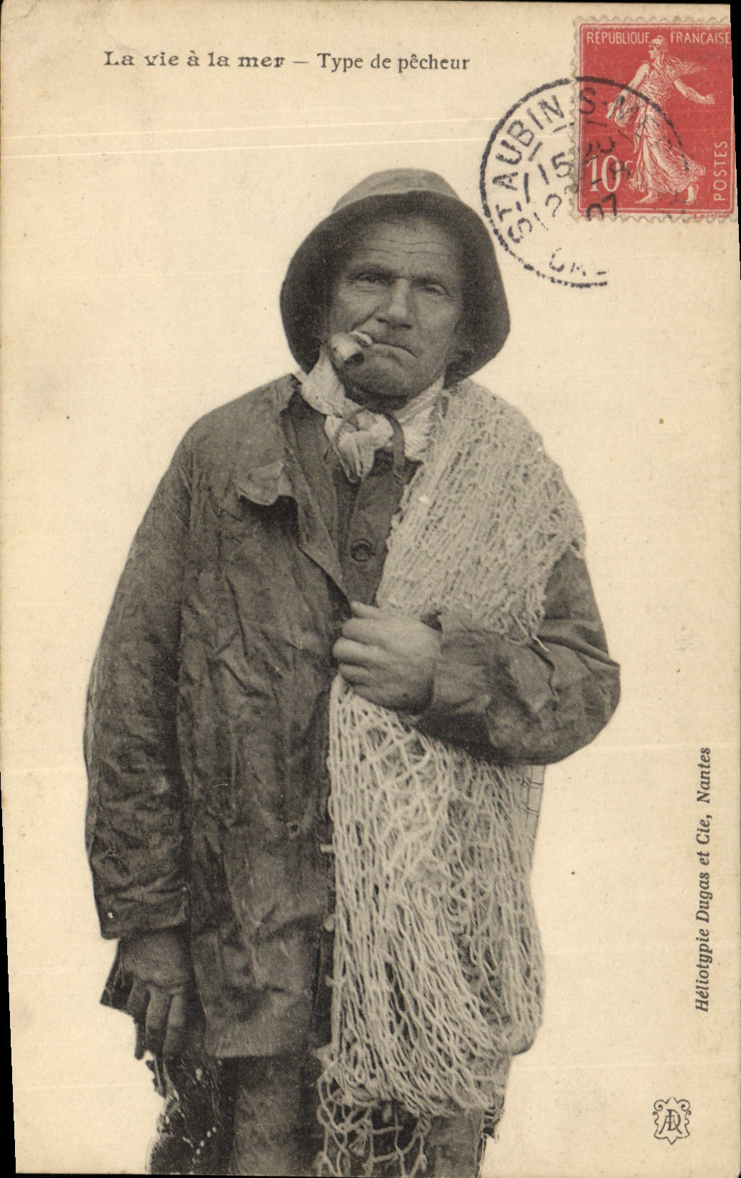 Vida de la POSTAL de la VENDIMIA con el mar estándar del pecador