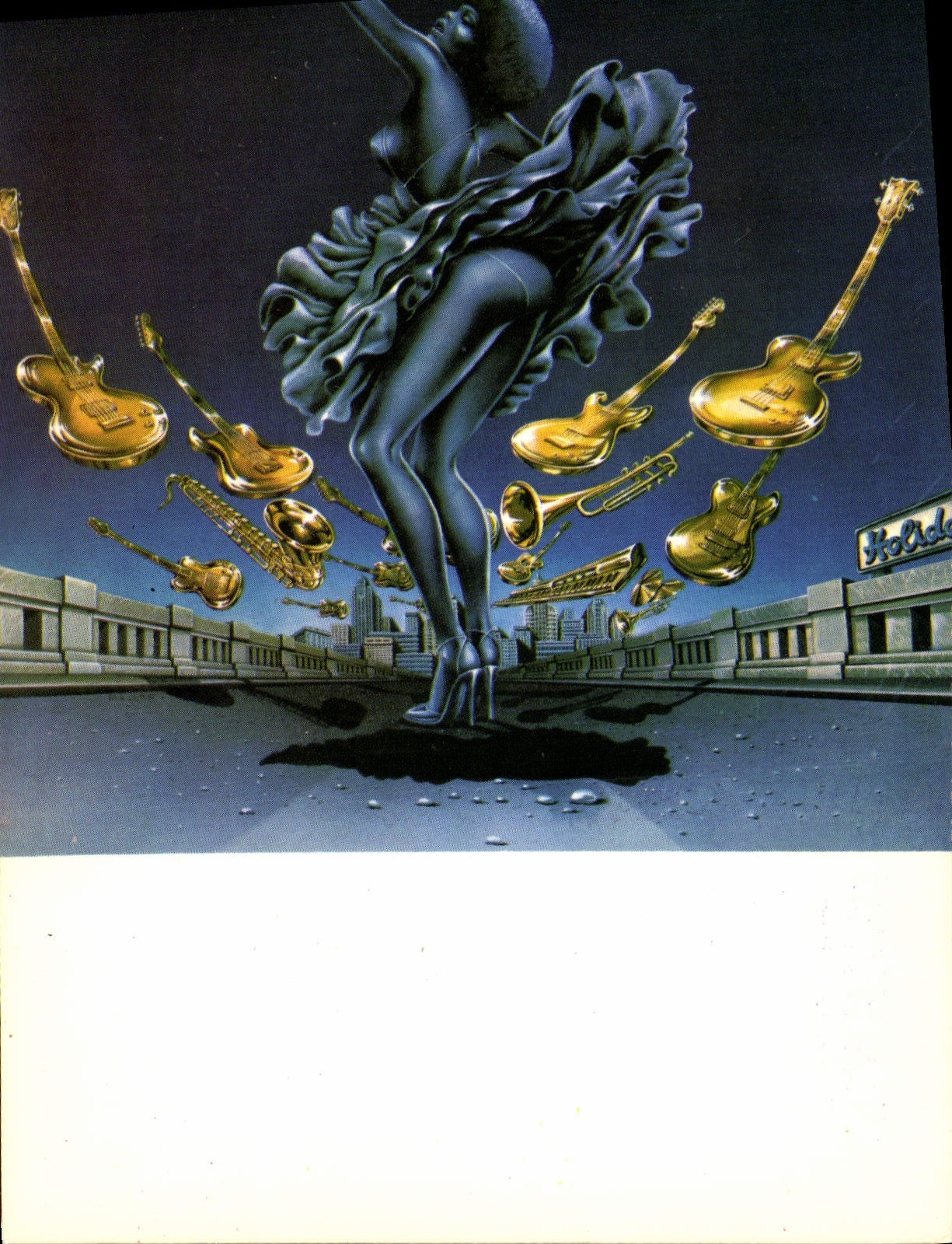 MODERN CARD Naked erotic Illustrator Guitar Music Trumpet Saxophone