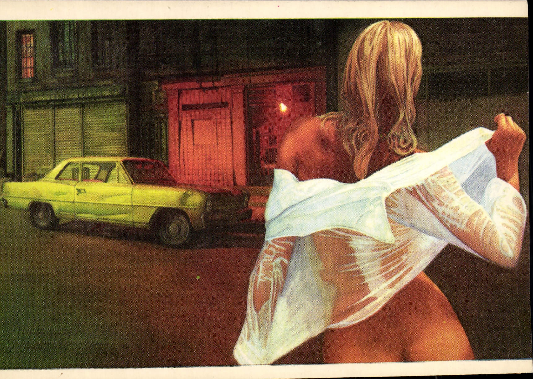CPM Nu erotique Illustrateur Automobile