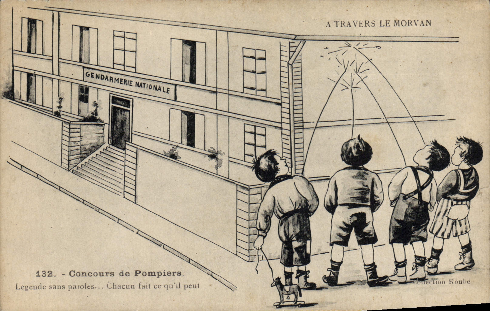 CPA Enfants Concours de pompiers Gendarmerie 