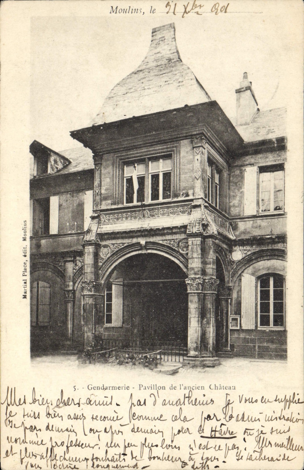 De la VENDIMIA de la POSTAL de policía de la fuerza del oficial de policía de la gendarmería casa Moulins del castillo viejo