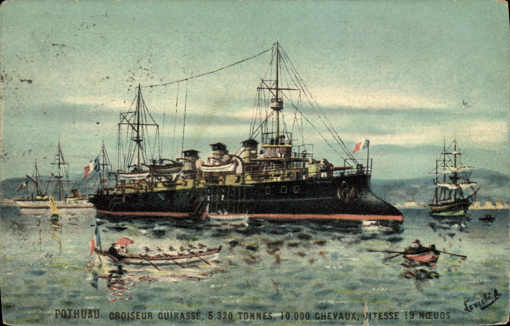 CPA Bateau Pothuau Croiseur Cuirasse 
