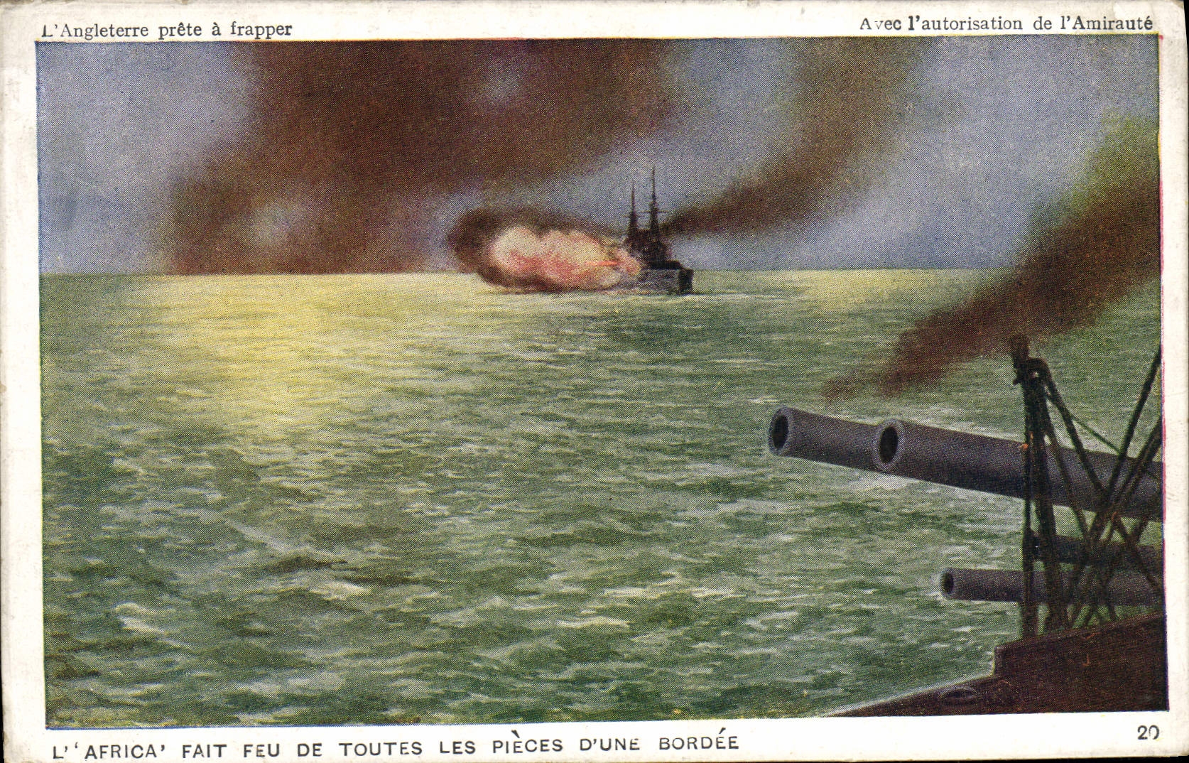 VINTAGE POSTCARD Bateau Africa makes fire of all the parts of a broadside