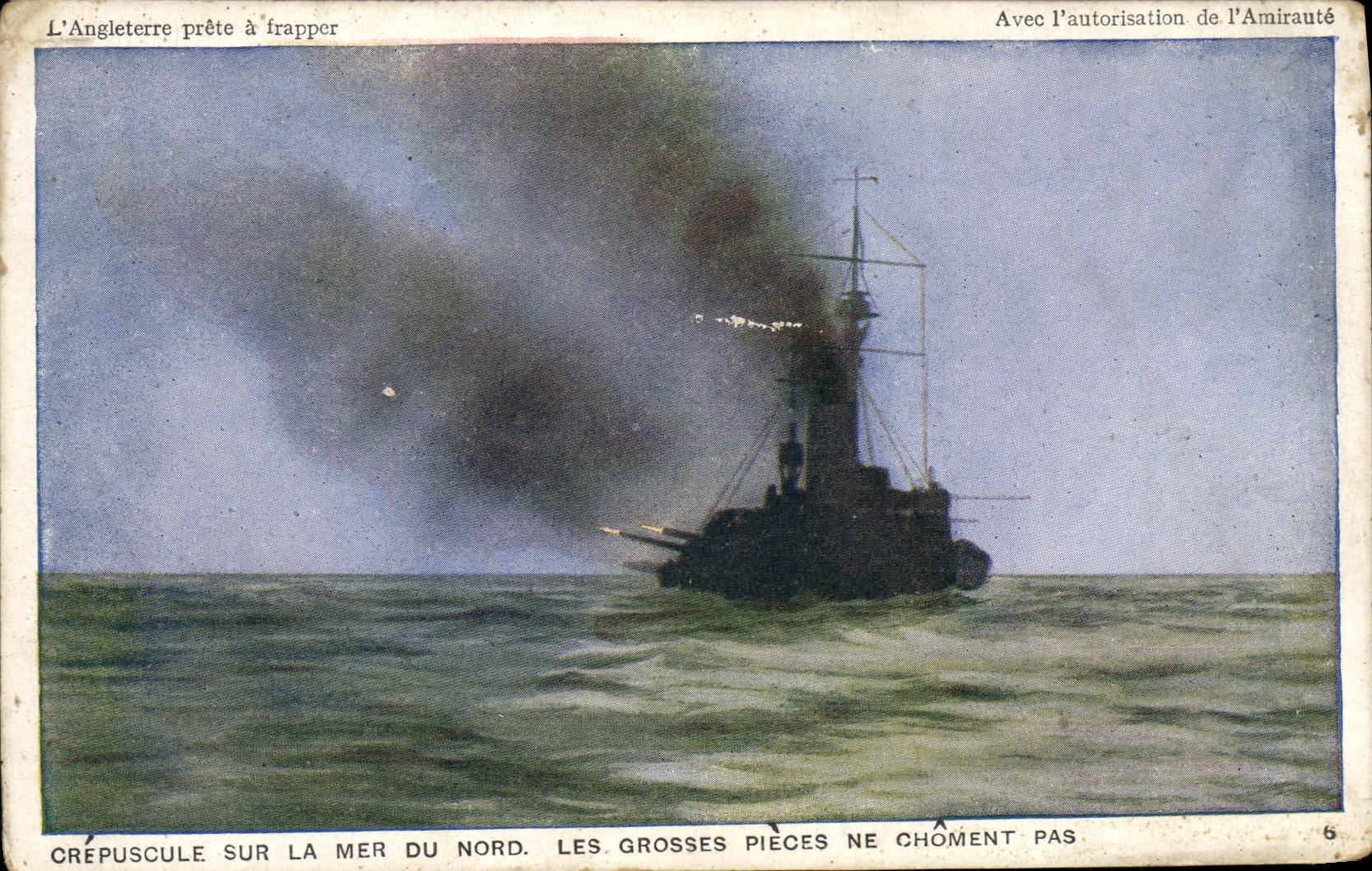 VINTAGE POSTCARD Bateau Twilight on the North Sea the large parts are not unemployed