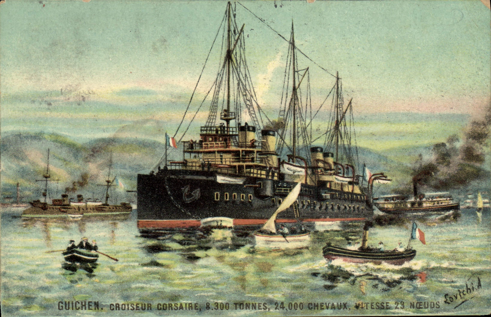 CPA Bateau Guichen Croiseur Corsaire 