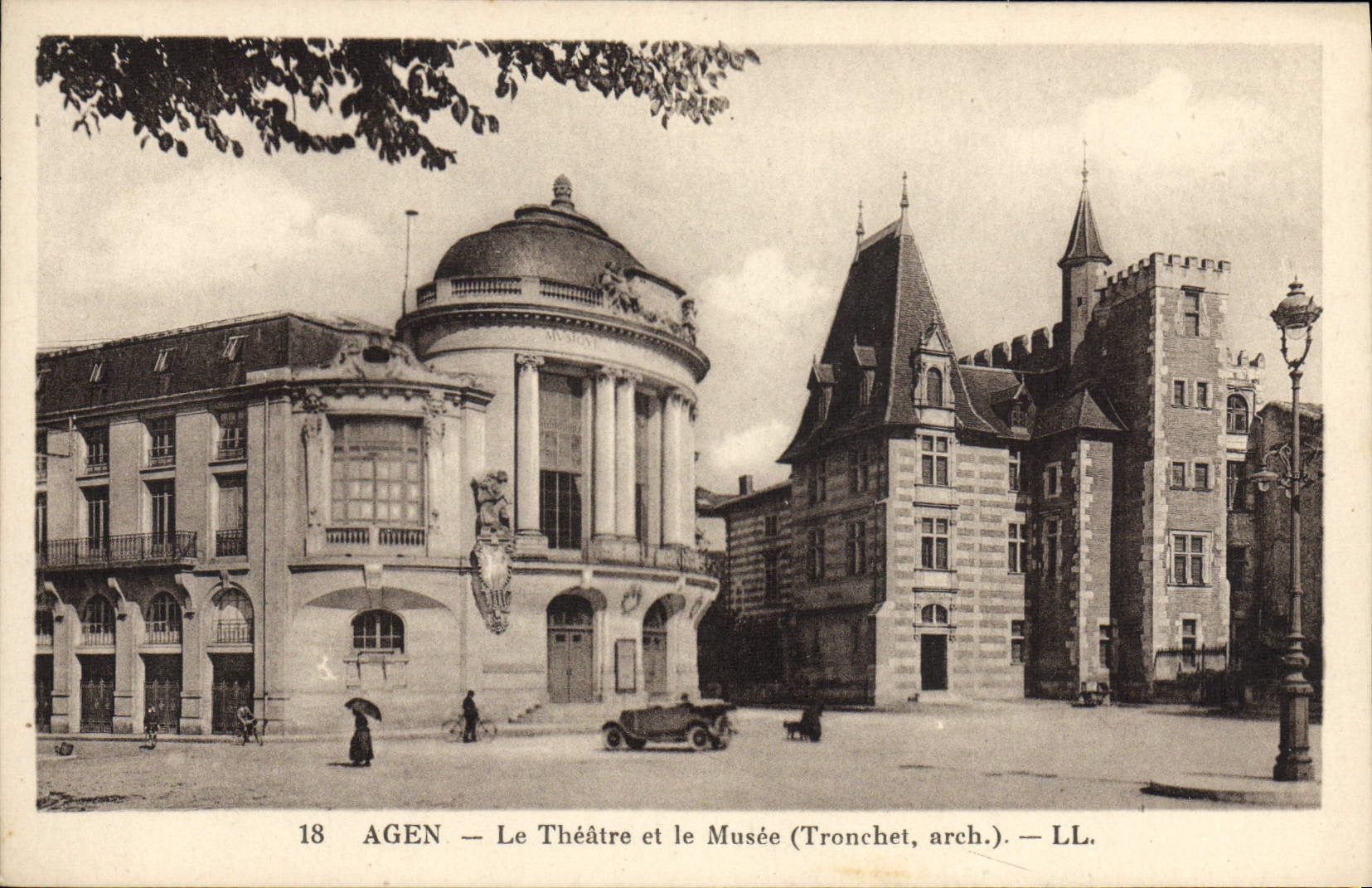 VINTAGE POSTCARD Agen the Theater and the museum