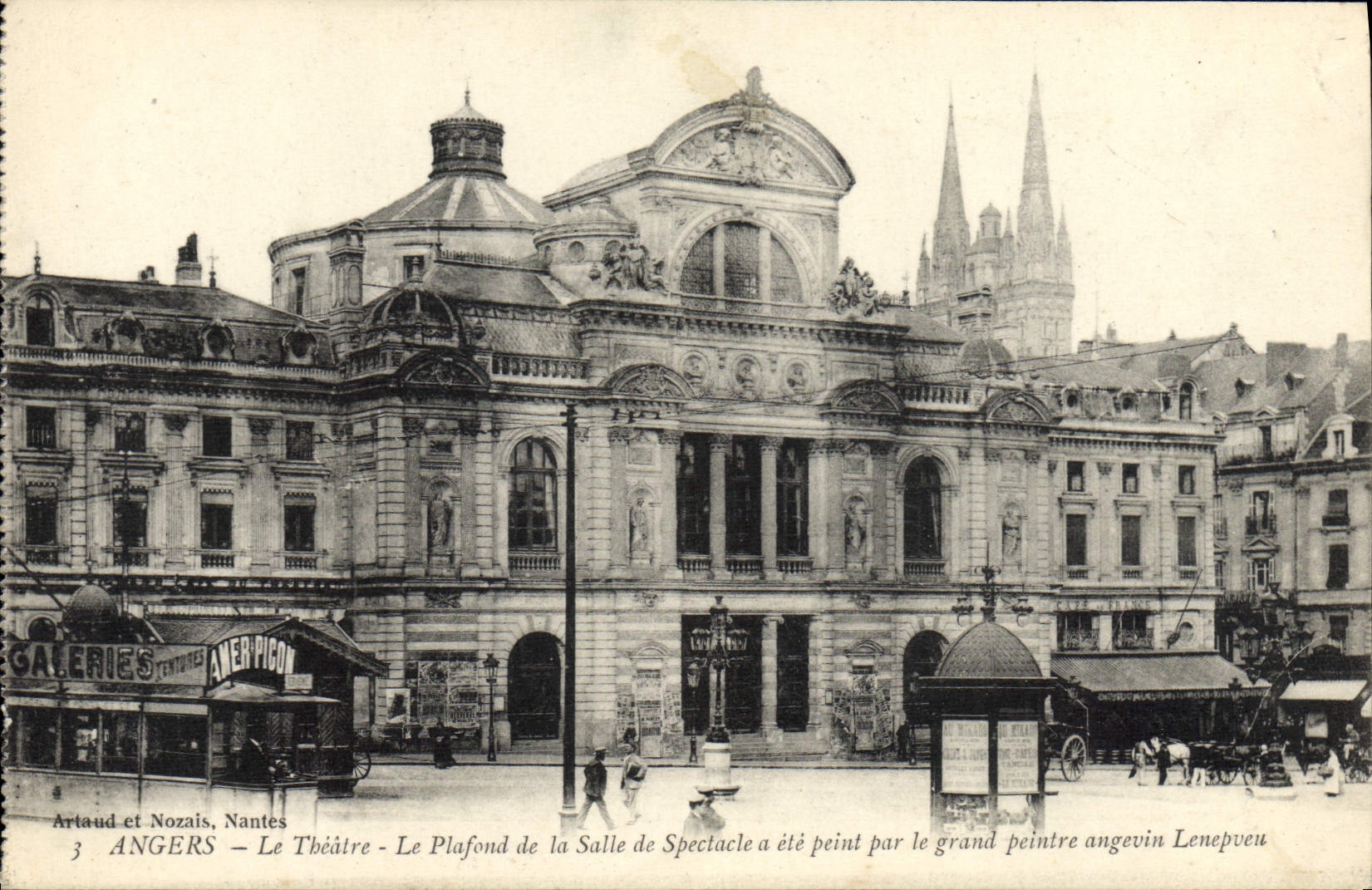 VINTAGE POSTCARD Angers the Theater the ceiling of the room of the spectacle Lenepveu painter