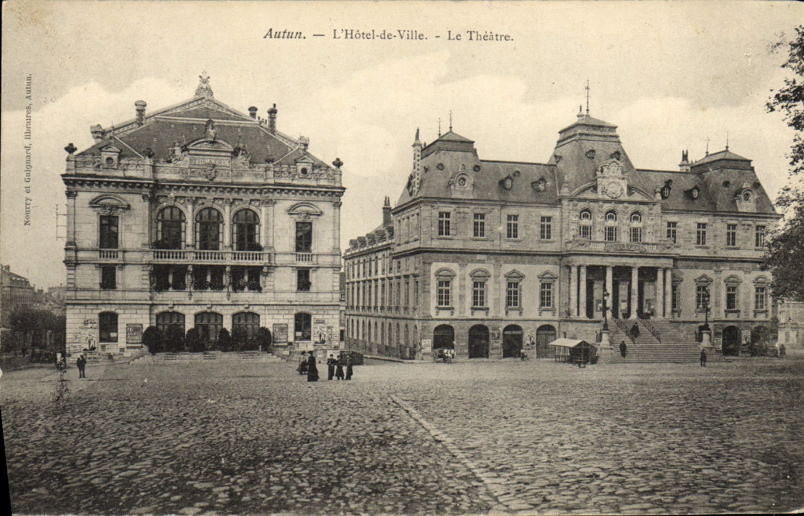 VINTAGE POSTCARD Autun the town hall the Theater