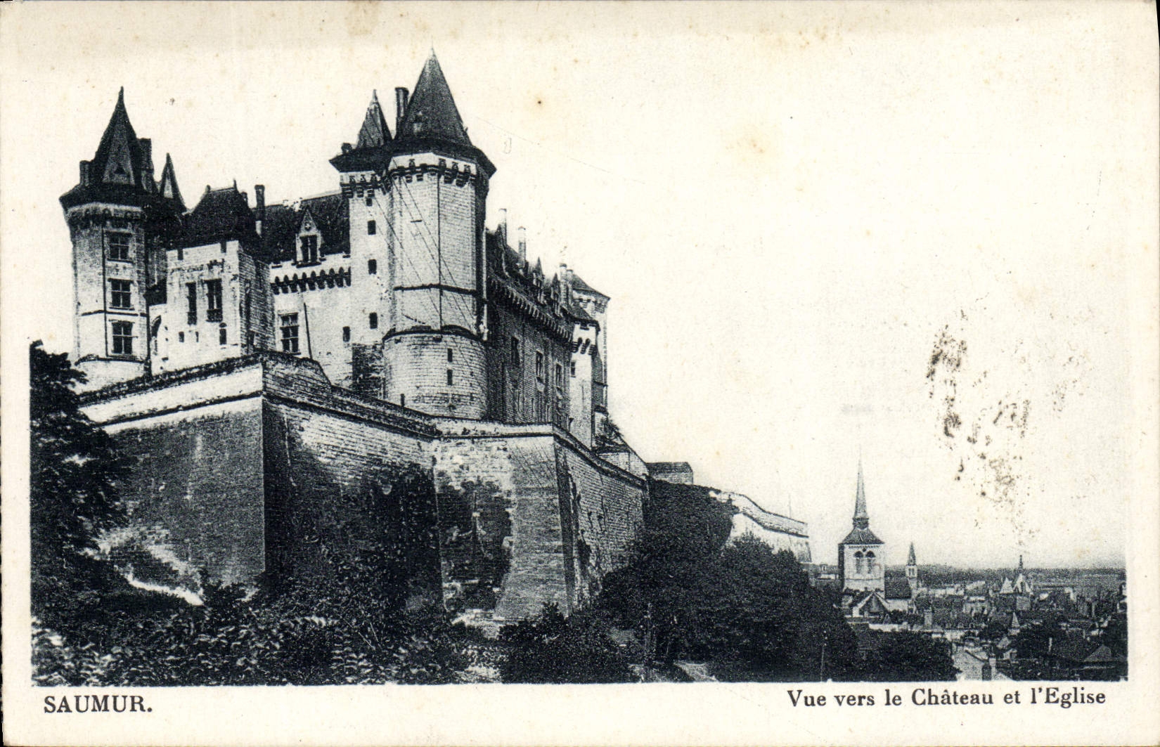 VINTAGE POSTCARD Saumur Seen Towards the Castle and the Church