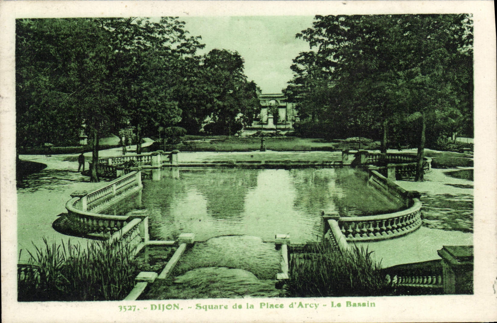 VINTAGE POSTCARD Dijon Public garden of the Place of Arcy the basin