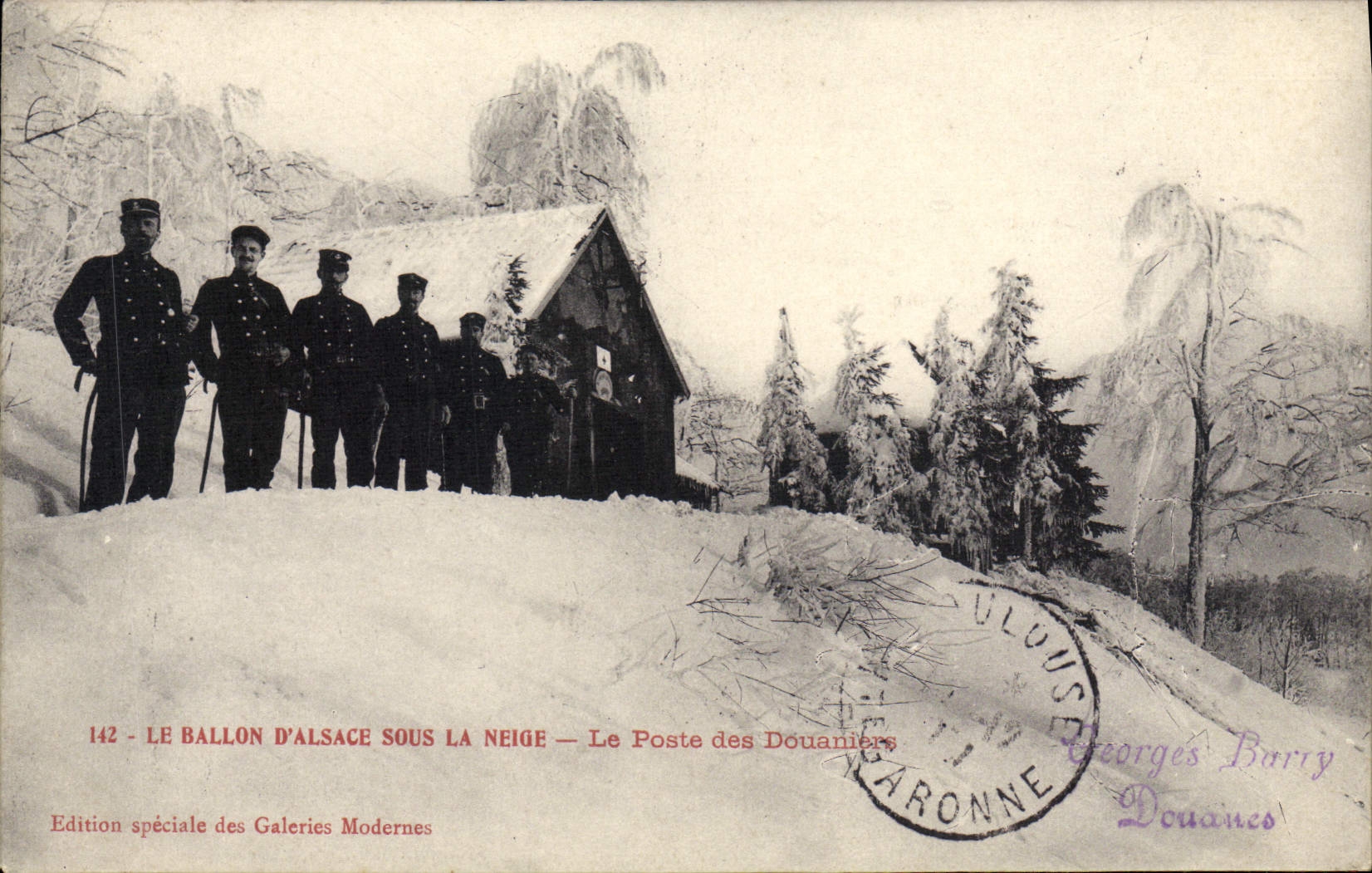 CPA Douane Douanes Douanier Le Ballon d'Alsace sous la neige Le poste des Douaniers