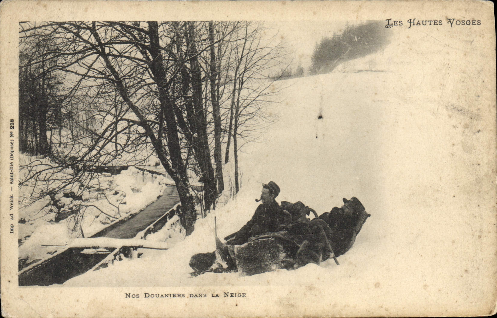 VINTAGE POSTCARD Customs Customs Our Customs officers in snow the High Vosges