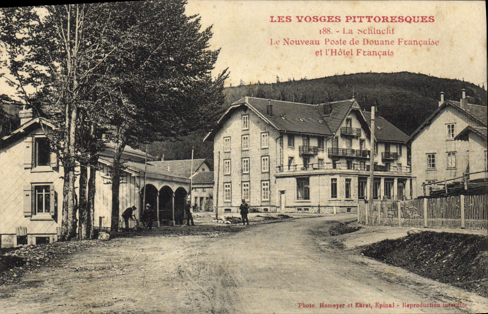 CPA Douane Douanes Douanier Vosges La Schlucht Le nouveau poste de la Douane francaise et l'hotel Francais 
