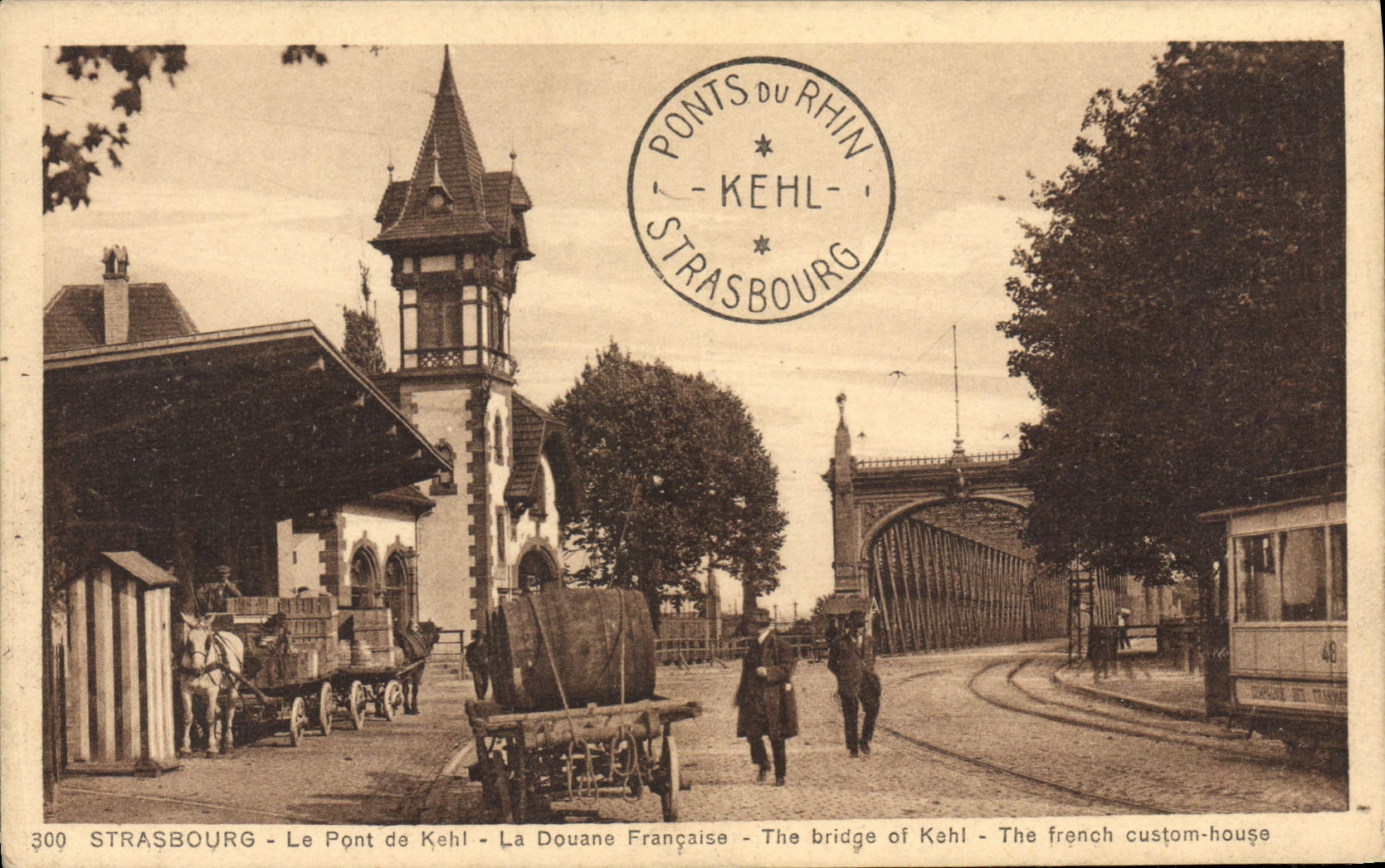 VINTAGE POSTCARD Customs Customs Strasbourg Customs officer the bridge of Kehl French customs