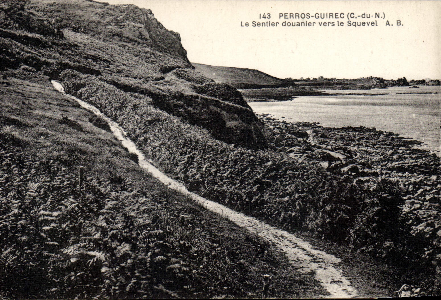 VINTAGE POSTCARD Customs Customs Customs officer Perros Guirec the customs path towards Squevel