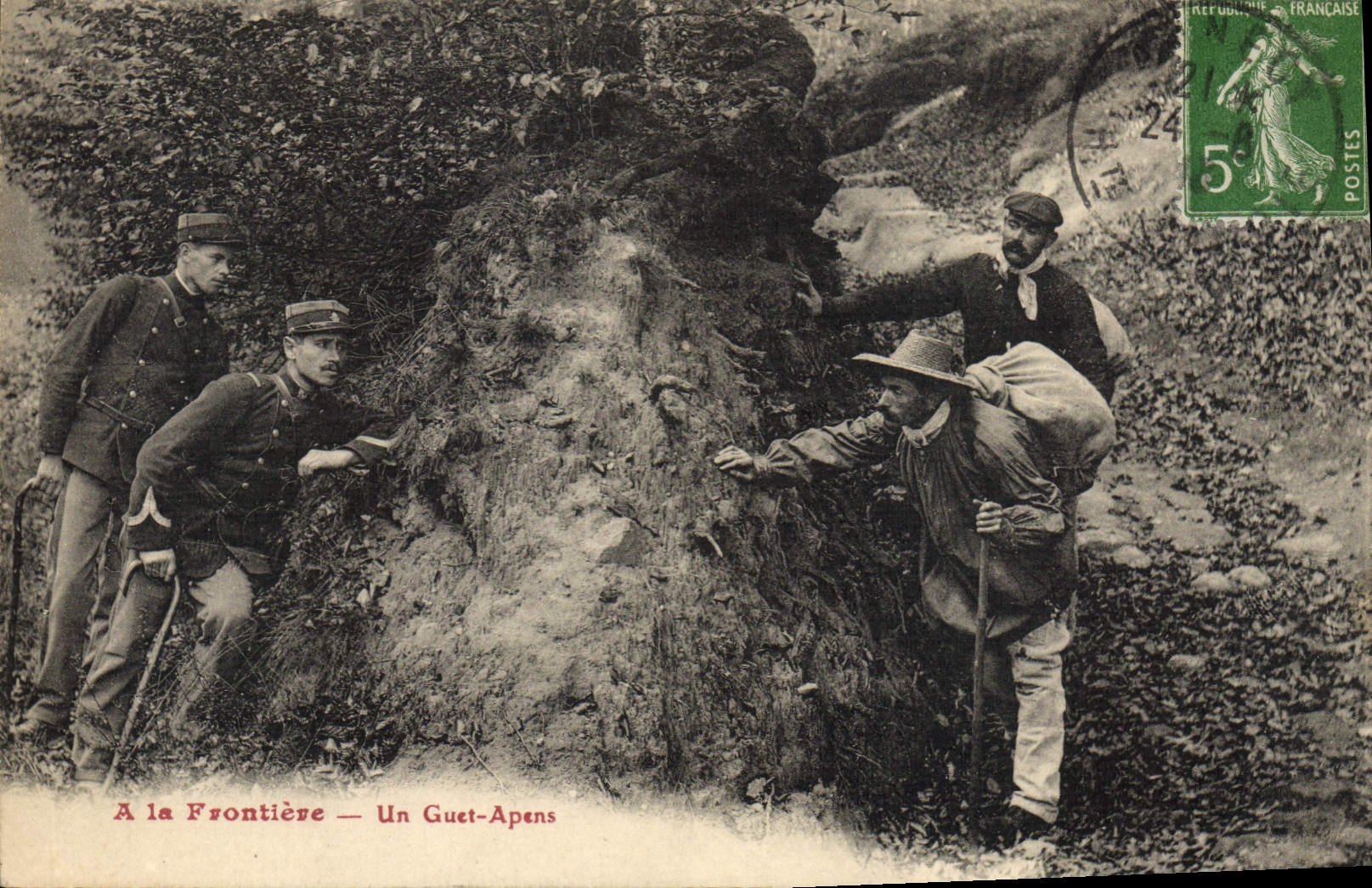 VINTAGE POSTCARD Customs Customs Customs officer At the border a guet apens