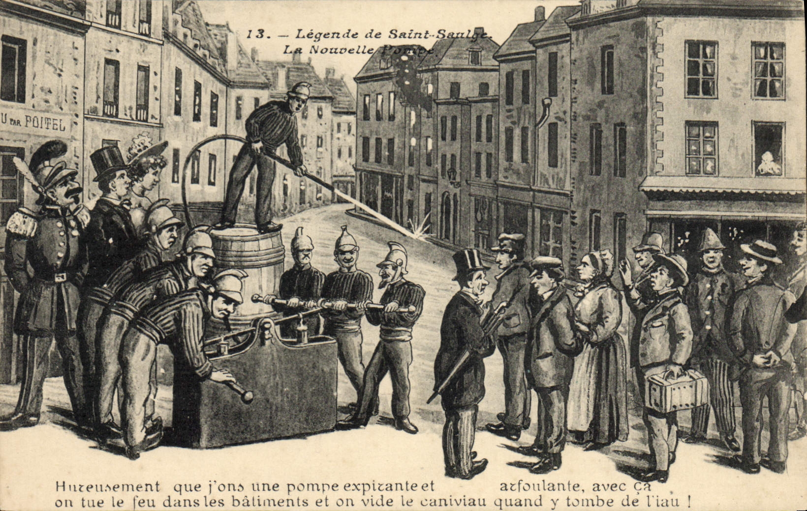 CPA Sapeurs Pompiers Legende de St Saulge la nouvelle