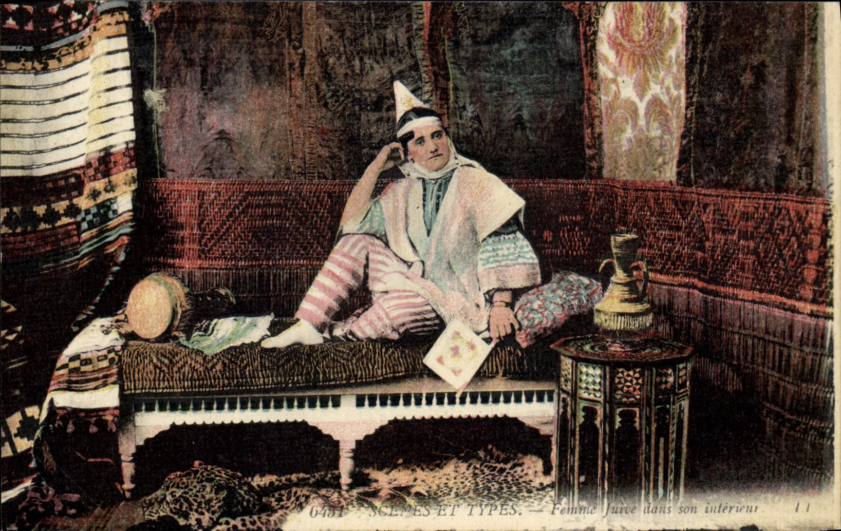 VINTAGE POSTCARD Jewish Judaica Jewish Woman in her interior