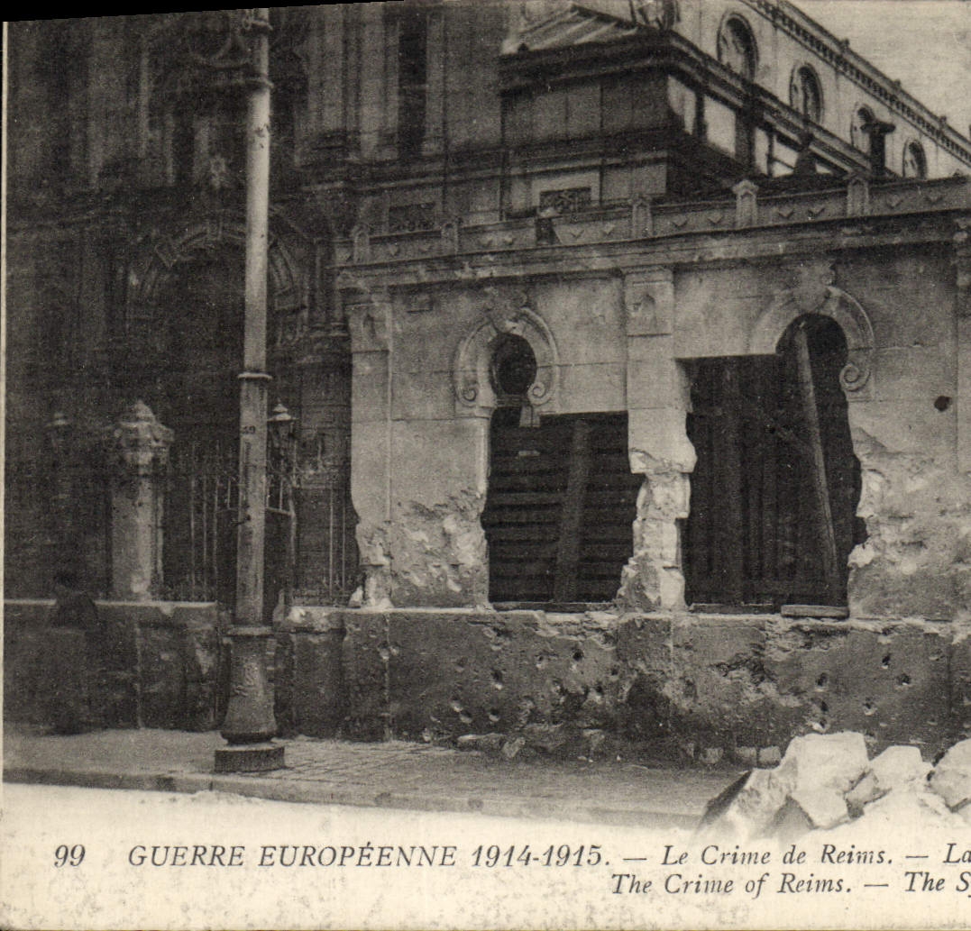 VINTAGE POSTCARD Judaica the crime of Rheims the Synagog Street Jewish Clovis