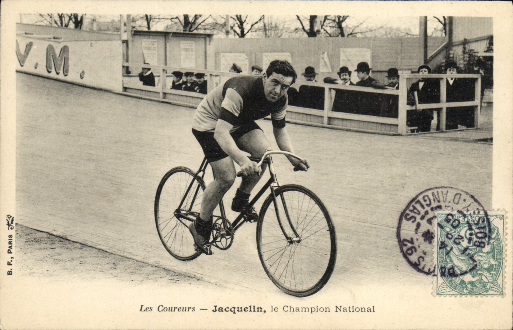 VINTAGE POSTCARD Velo Cycles Cycling the Jacquelin runners the national champion