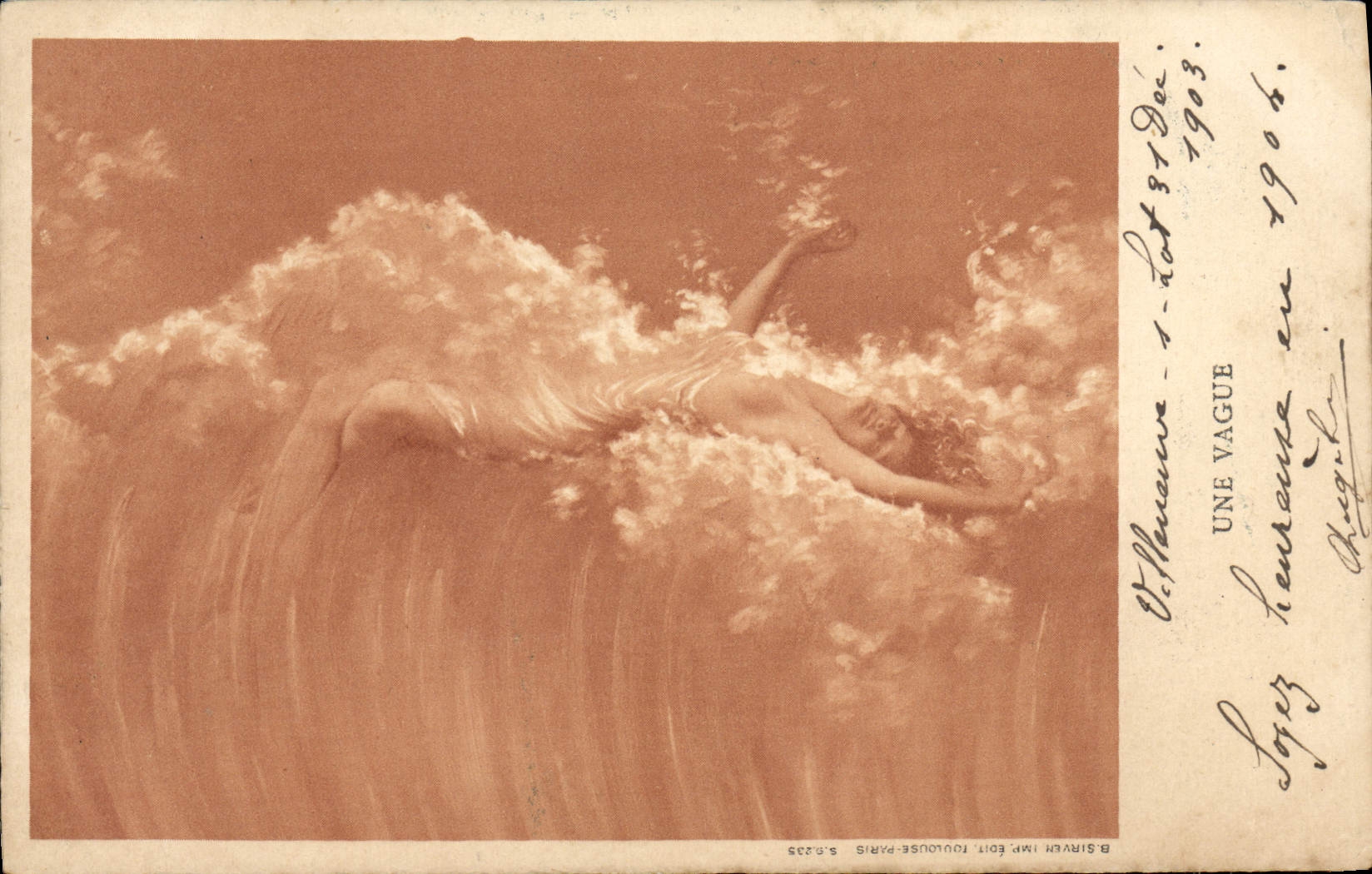 VINTAGE POSTCARD Woman a wave