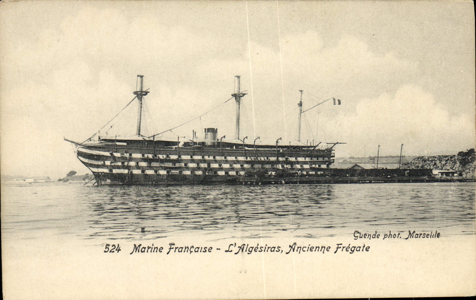 VINTAGE POSTCARD Boat Algeciras Old frigate
