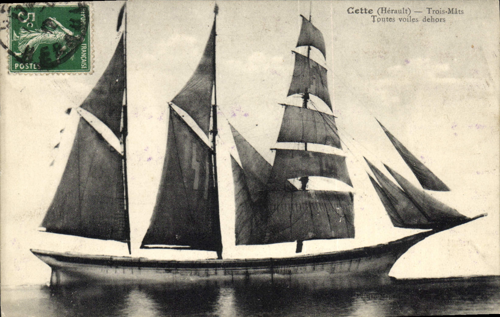 CPA Bateau Cette Trois Mats Toutes voiles dehors