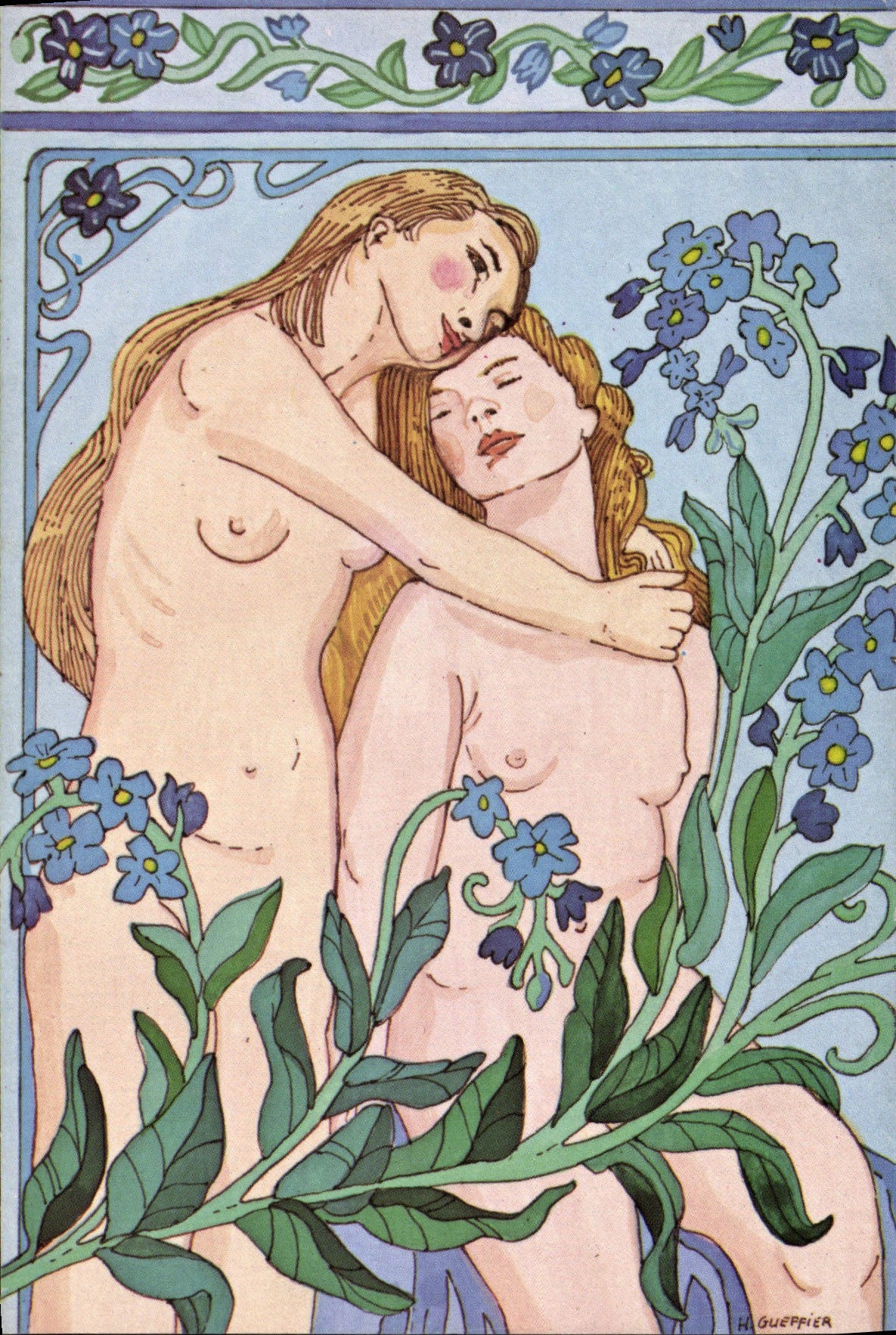 MODERN CARD Naked erotic Woman Naked and beautiful of formerly Solange and Marie-Pierre