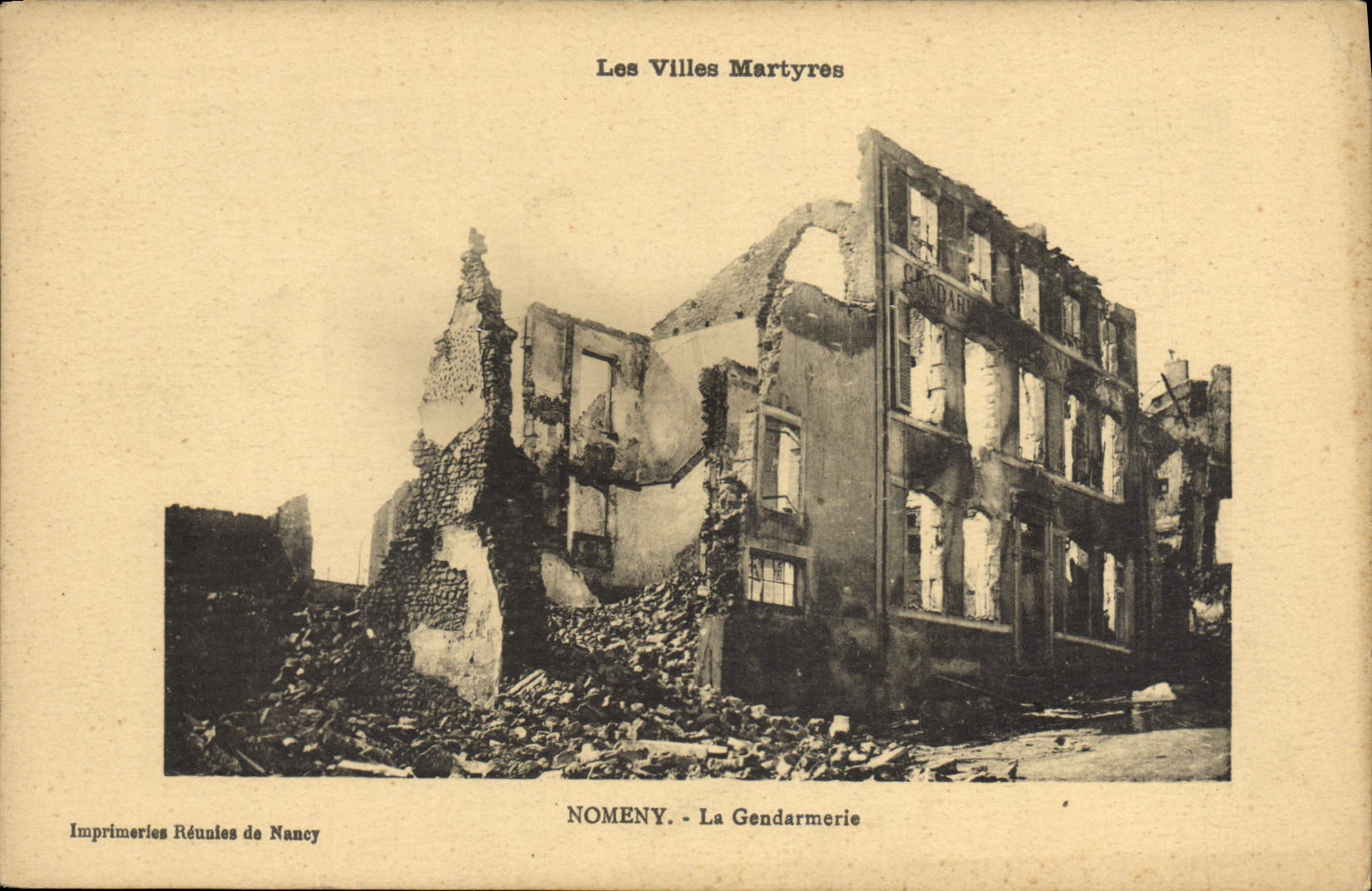 VINTAGE POSTCARD Nomeny the Militaria Gendarmerie