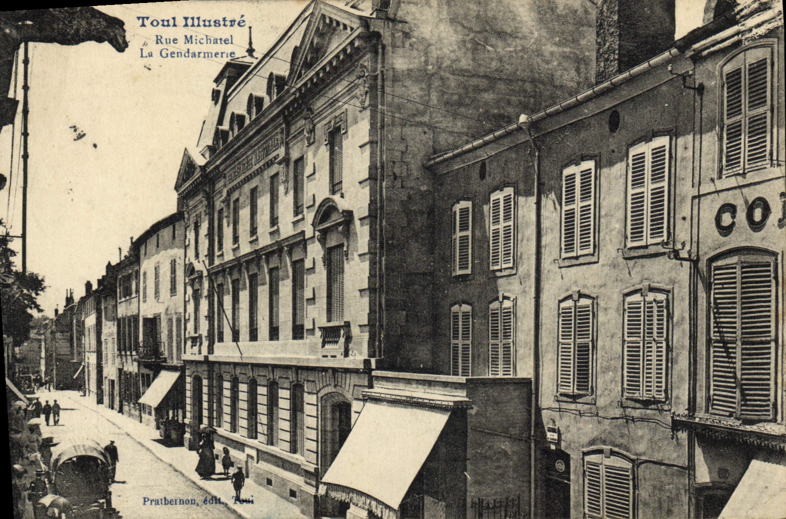 VINTAGE POSTCARD Toul Street Michatel Gendarmerie