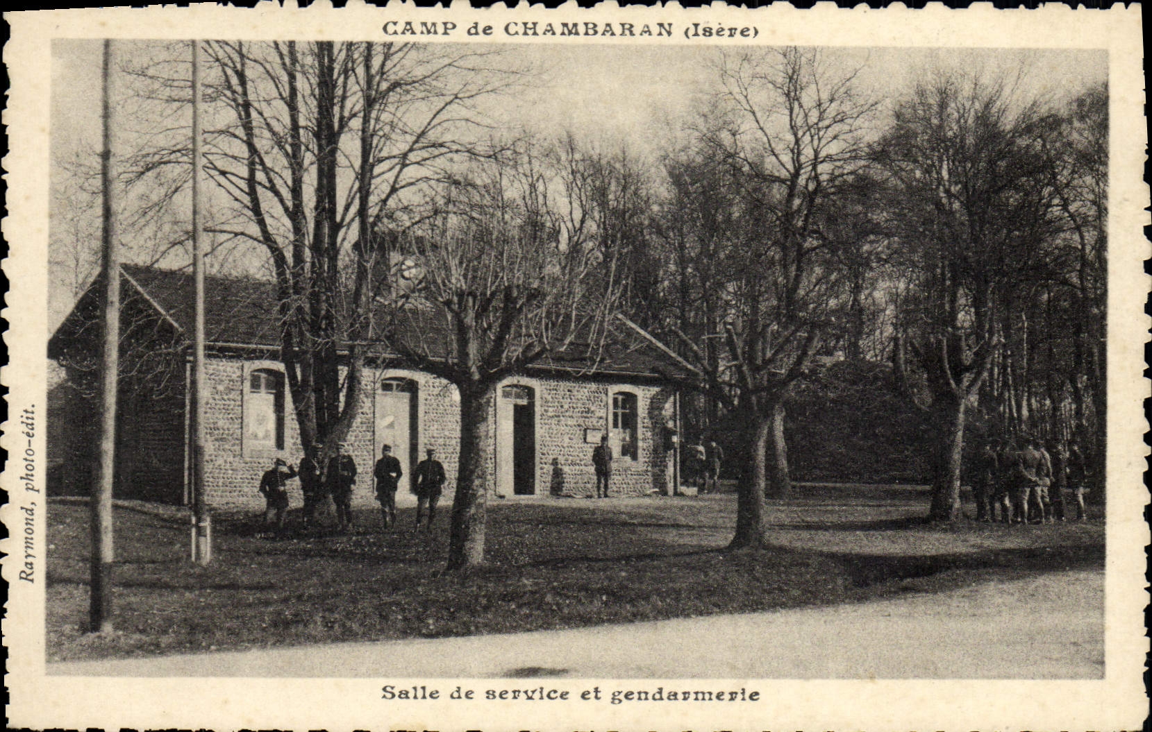 VINTAGE POSTCARD Camp of Chambaran Room of service and Gendarmerie