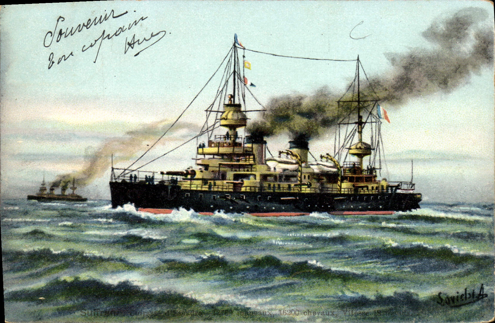 CPA Bateau Suffren Cuirasse d'escadre