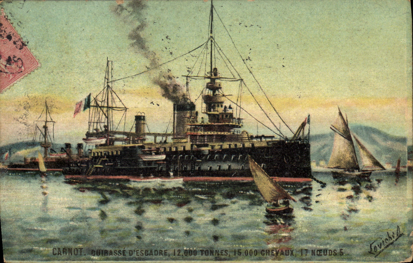 VINTAGE POSTCARD Bateau Carnot Armours squadron