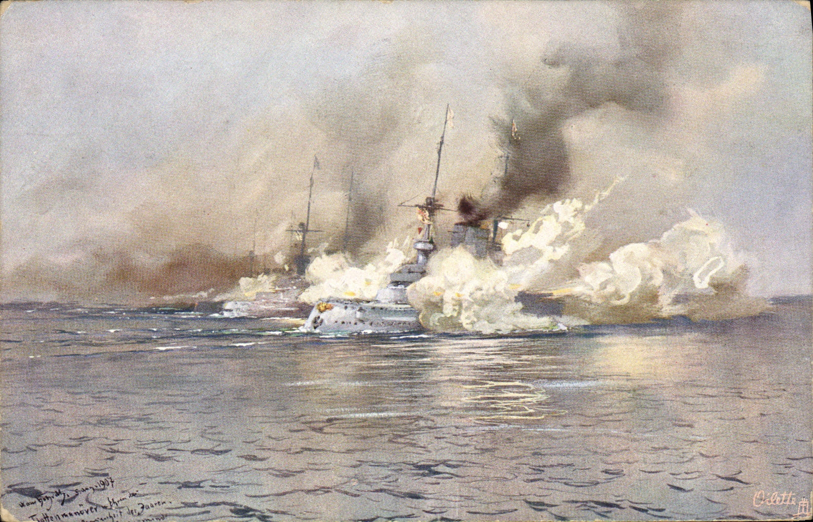 VINTAGE POSTCARD Bateau Battles naval