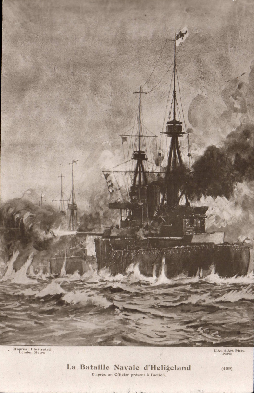 VINTAGE POSTCARD Bateau Battles naval of Heligoland Heligoland