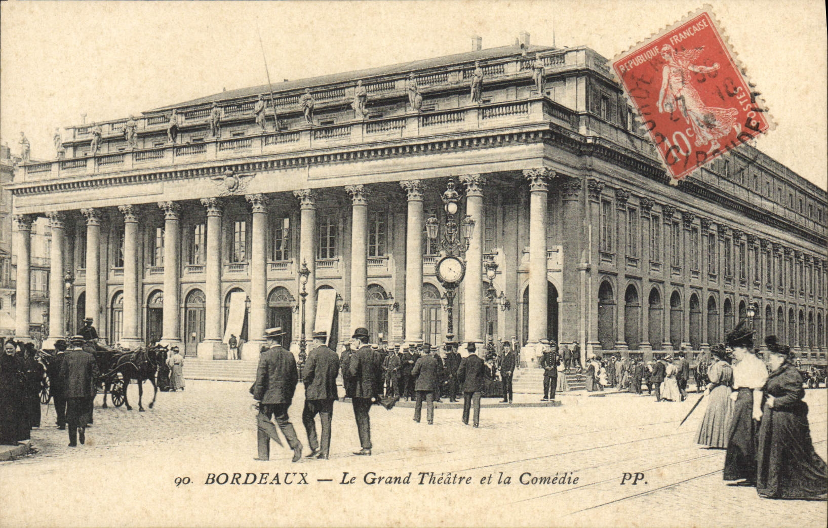 VINTAGE POSTCARD Bordeaux the large Theater and the Comedy