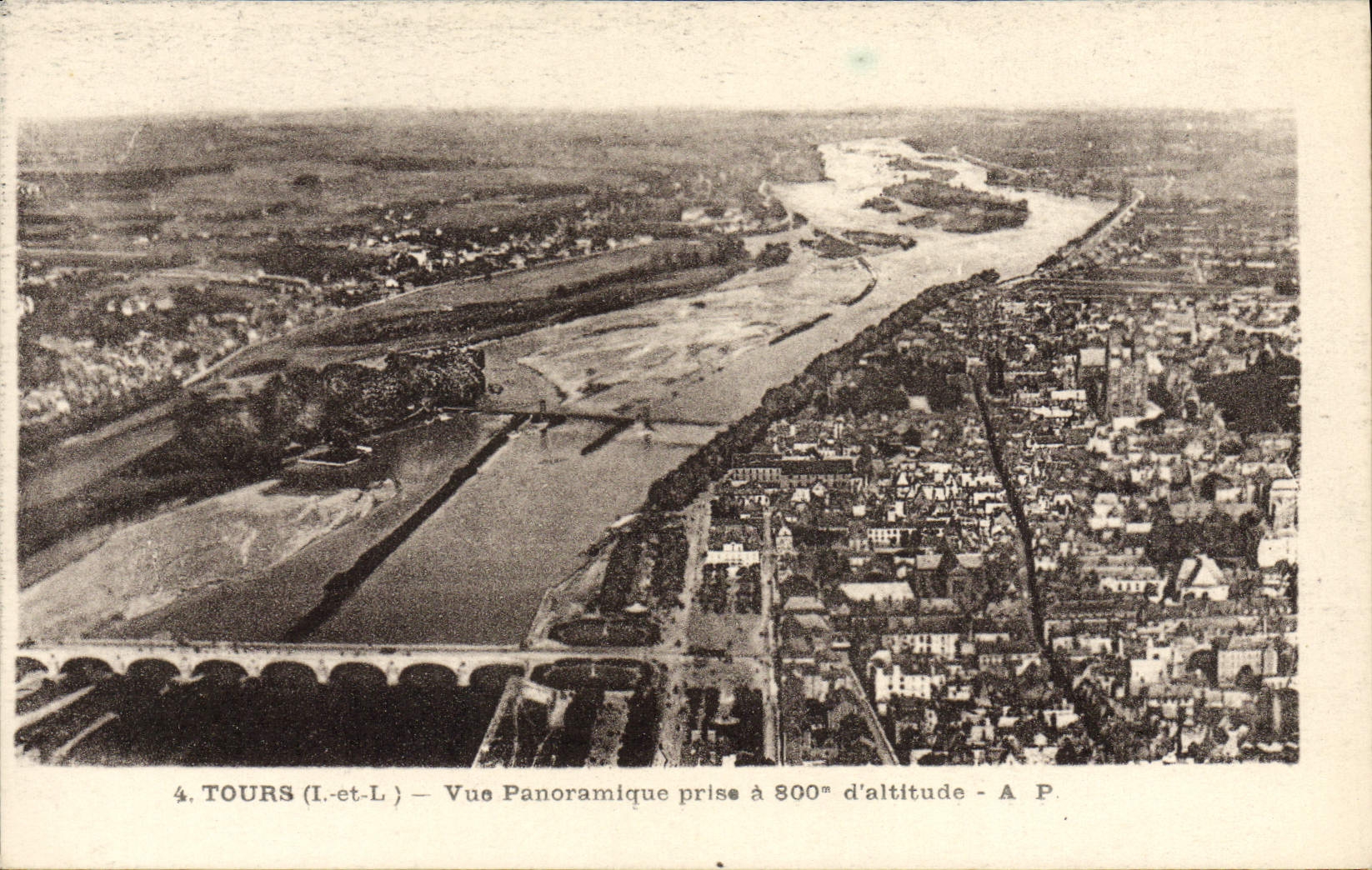 VINTAGE POSTCARD Tours Panoramic View Taken has 800m altitude