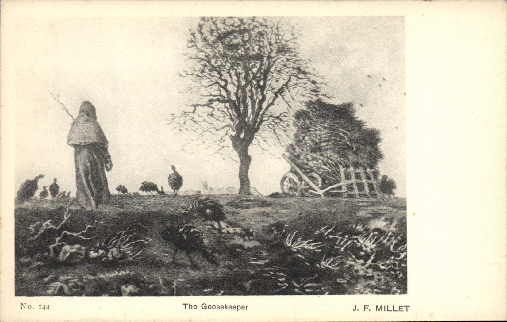 VINTAGE POSTCARD The Goosekeeper Millet