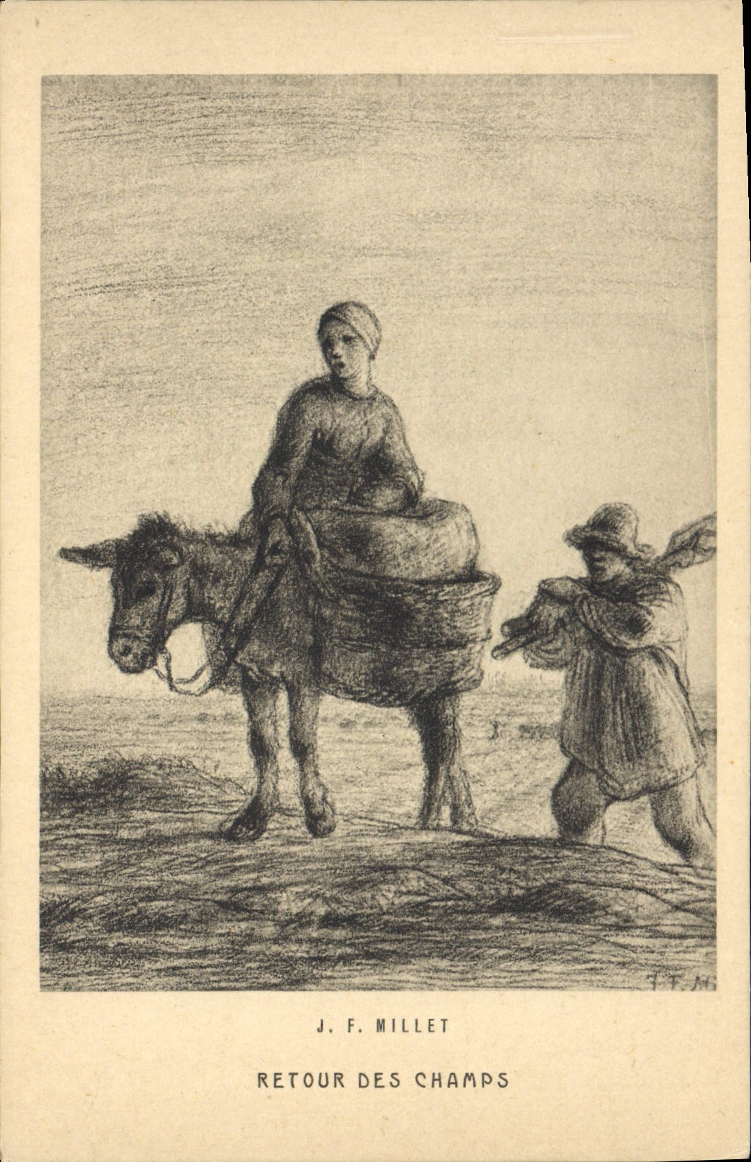 Vuelta de la POSTAL de la VENDIMIA de la mula del asno del mijo de los campos JF